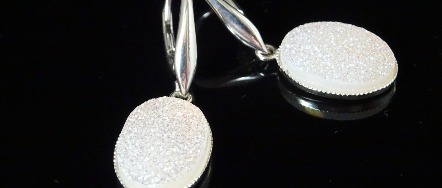 Druzie and Silver Earrings